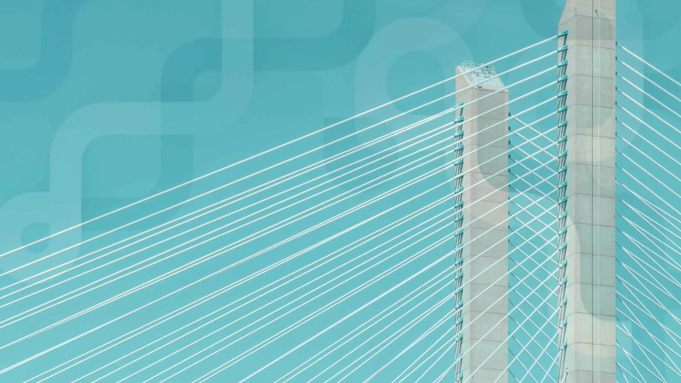 Connected cables holding up an American bridge