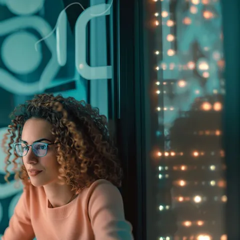 a woman looking at a scalable ecosystem