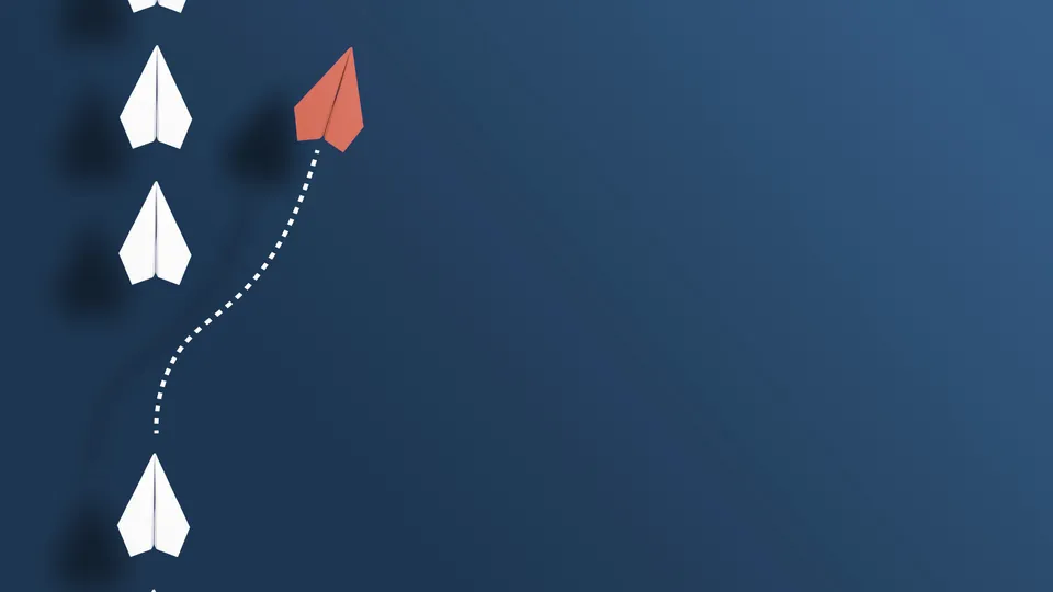 Paper planes in a row, one versioning it self to new directions